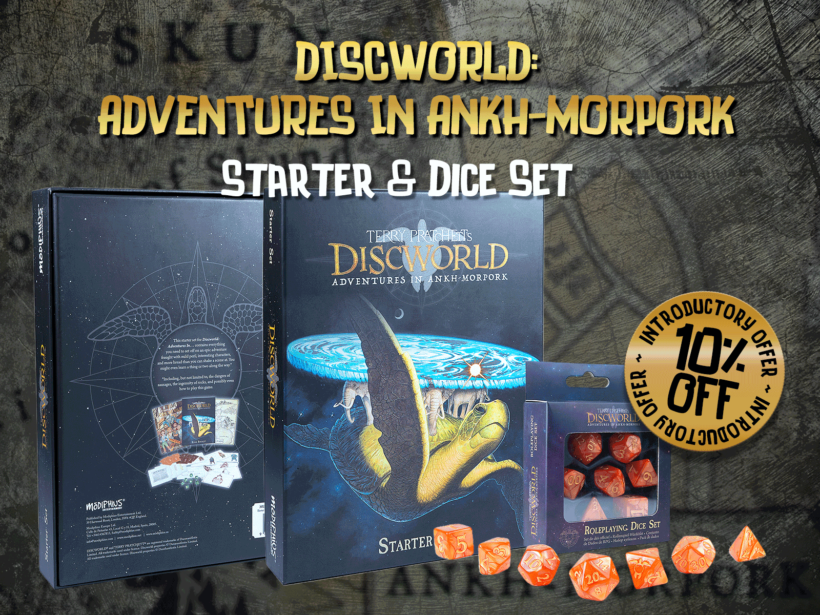 Terry Pratchett's Discworld Adventures in Ankh-Morpork: The Role Playing Game. Starter Kit and Dice Set